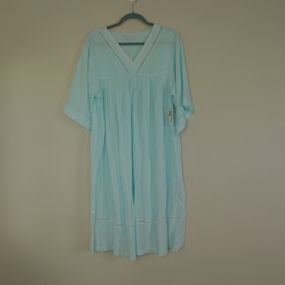 Eileen West Nightgown Coastal Stripe Ecovero Classic Caftan